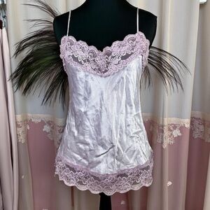 Lilac Lace Trim Satin Cami Top